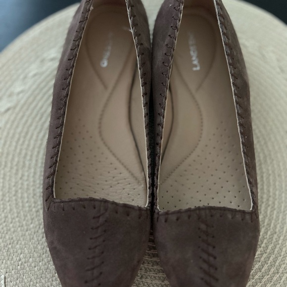 Lands' End Women's Top Stitched Suede Flats "Chocolate" Size 7.5 - Picture 3 of 6